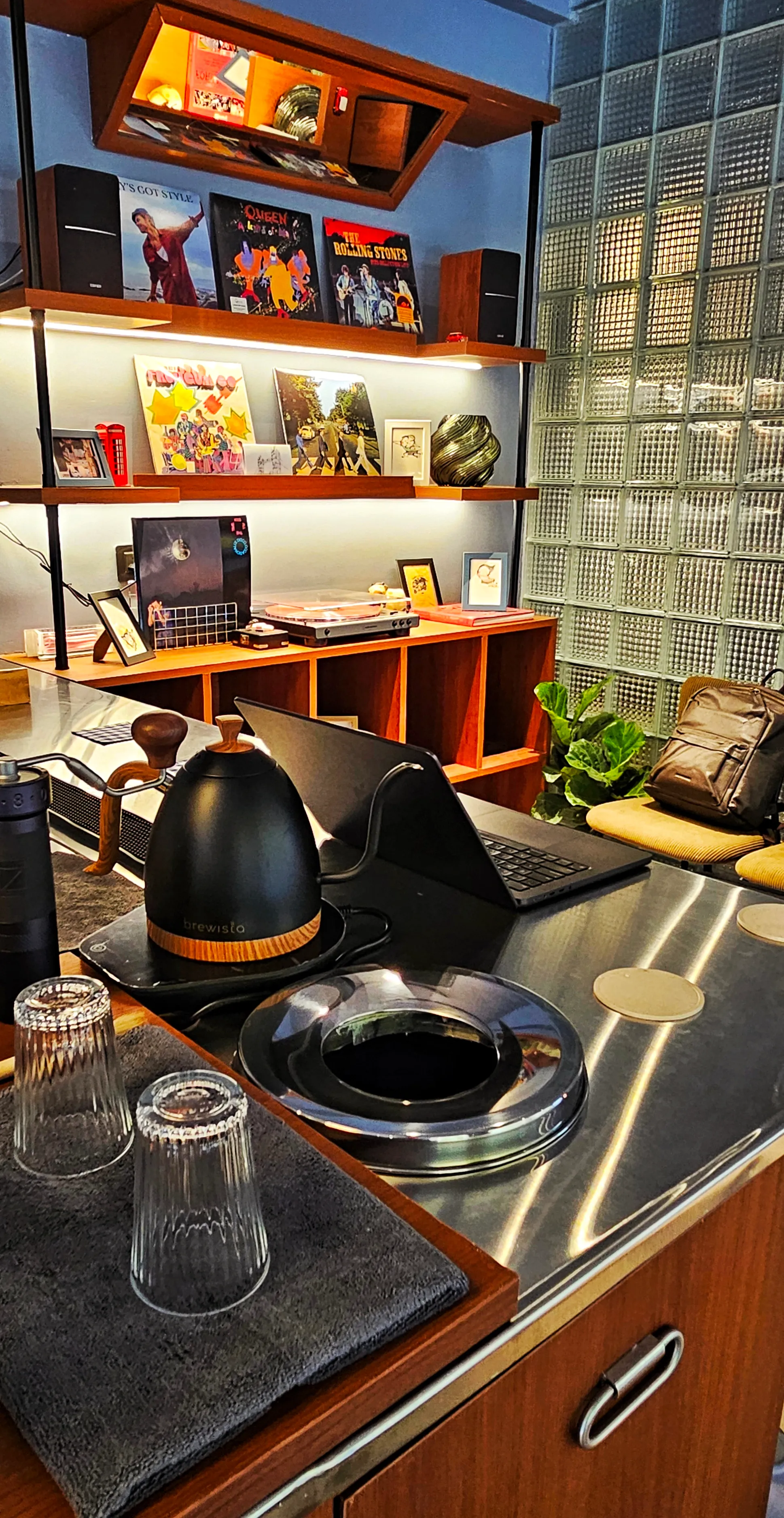 Brew bar and interior details at Juno Coffee Club