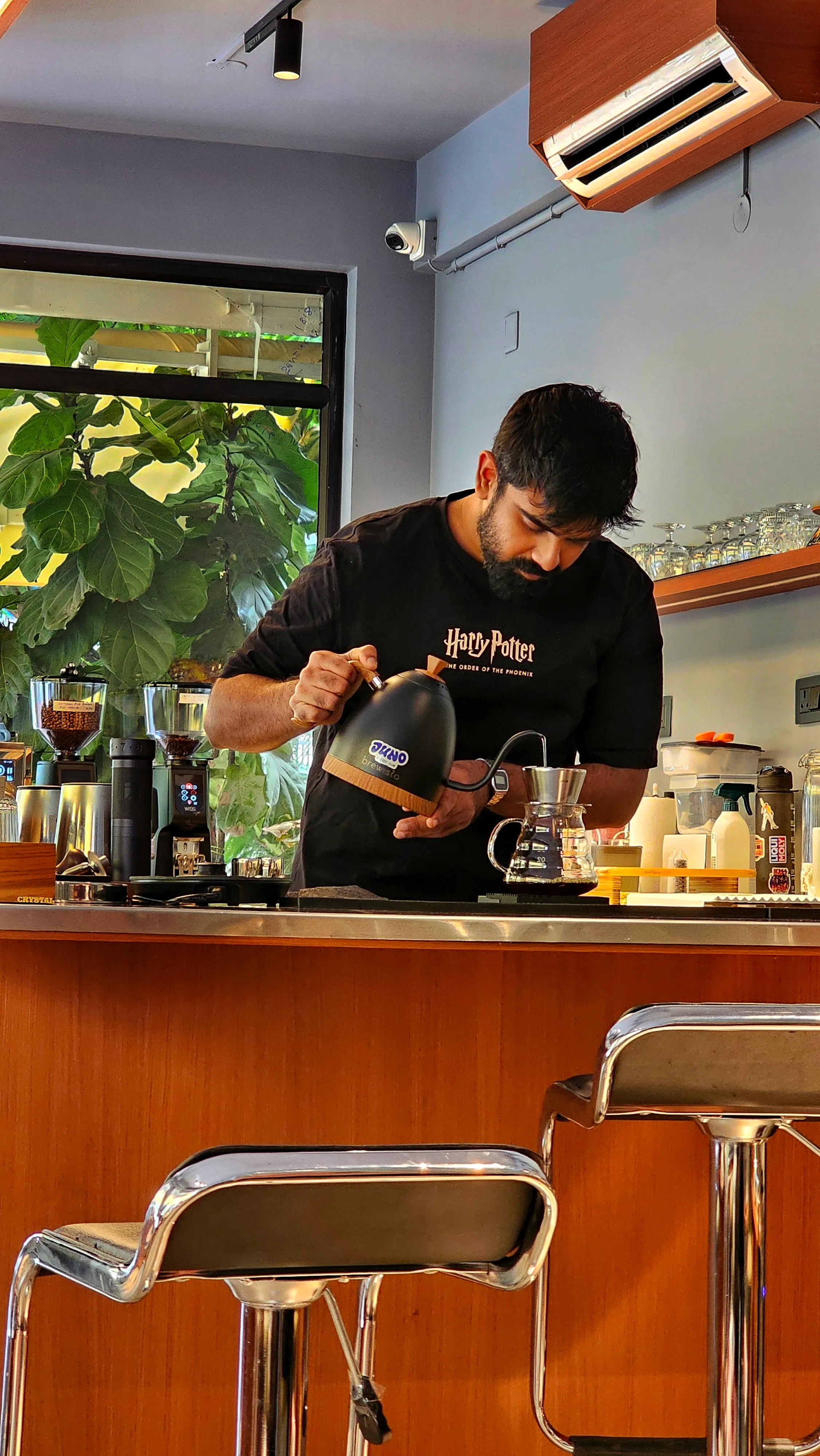 Wide view of the Juno pour-over bar